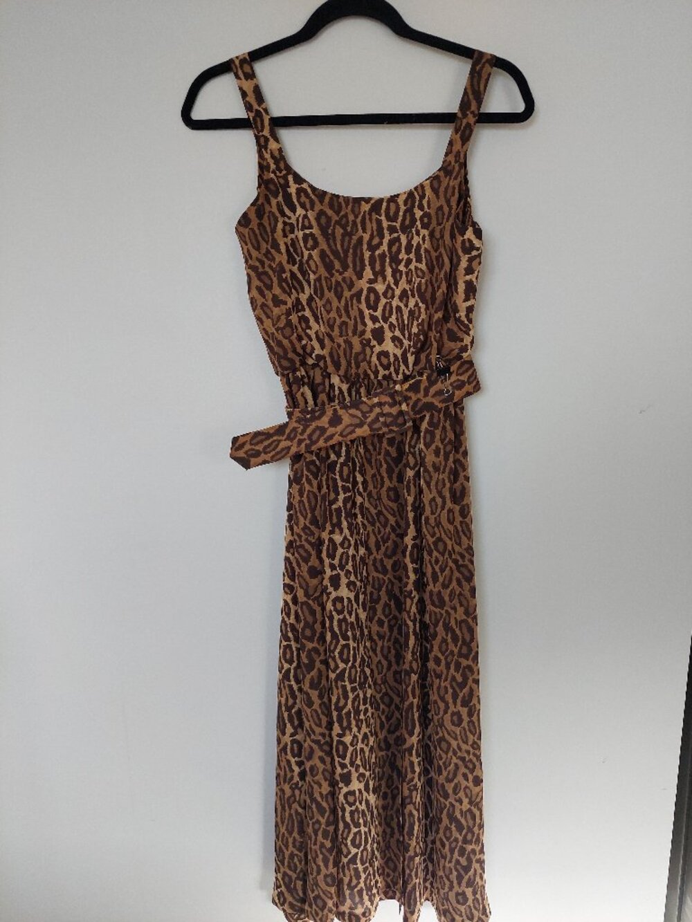 Outlander Size 8 Allover Animal Print Belted Wrap Hem Cami Dress
